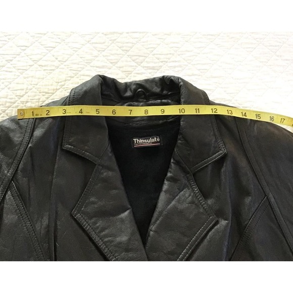 Vintage Wilsons Black Leather Moto Jacket Thinsulate Tie Up Back Biker Coat Sz S - Picture 5 of 10